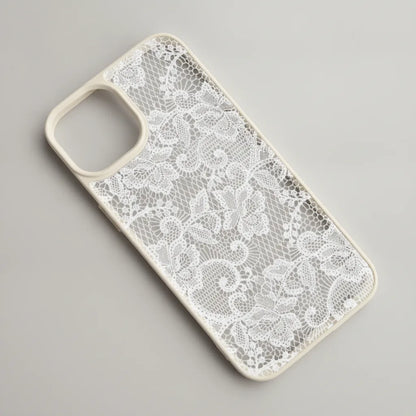 Coque iPhone Dentelle Florale Blanche Vintage