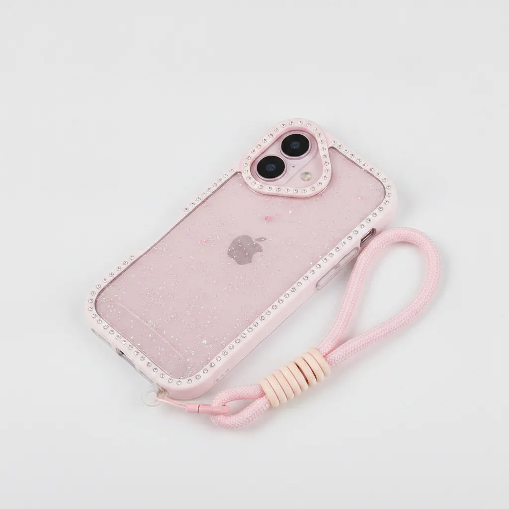 Coque iPhone Transparente Diamants avec Cordon et Bracelet