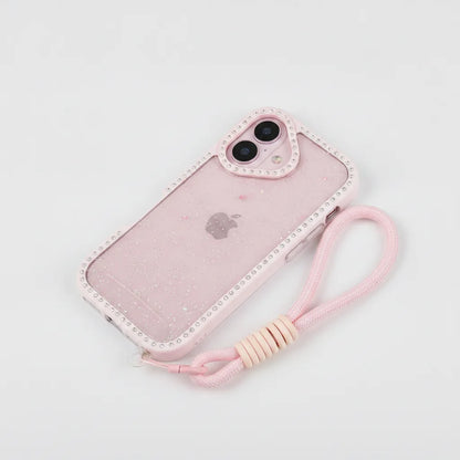 Coque iPhone Transparente Diamants avec Cordon et Bracelet
