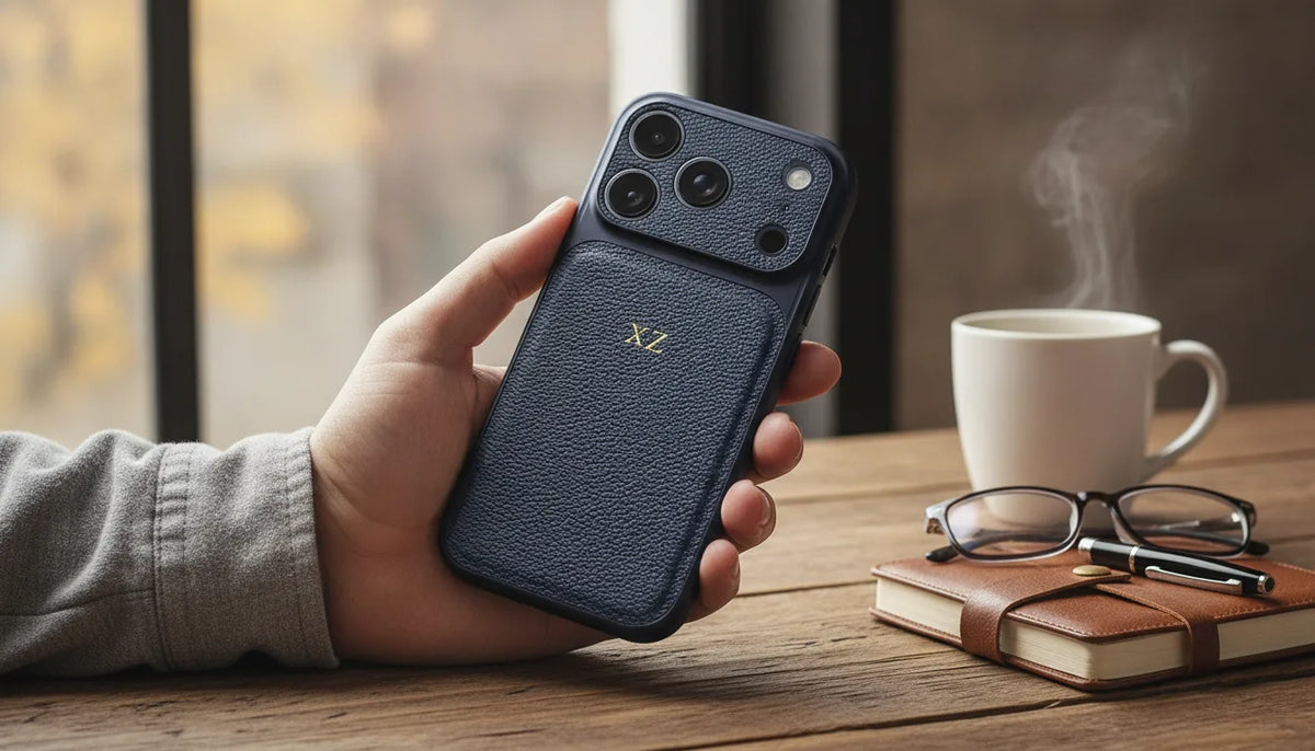 Étui Cuir Personnalisé Initiales Or/Argent iPhone