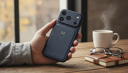 Étui Cuir Personnalisé Initiales Or/Argent iPhone