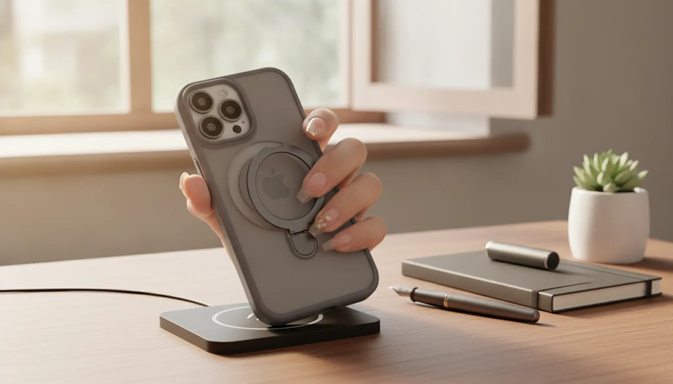 Coque iPhone Magsafe avec Anneau & Protection Objectif