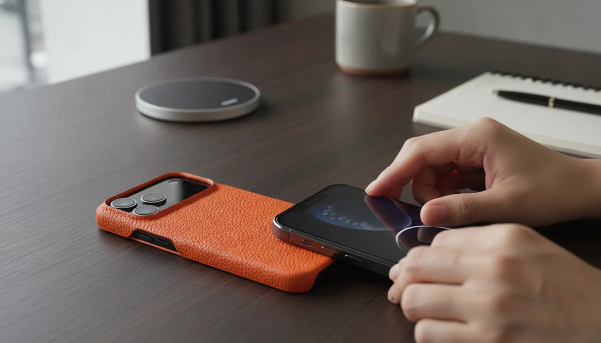 Coque iPhone Cuir Lychee MagSafe Premium
