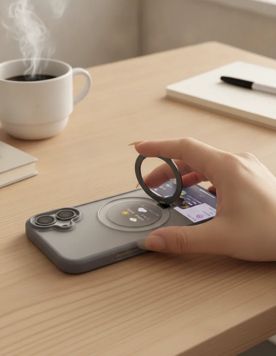 Coque iPhone Magsafe avec Anneau & Protection Objectif