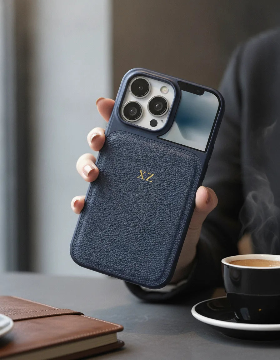 Étui Cuir Personnalisé Initiales Or/Argent iPhone
