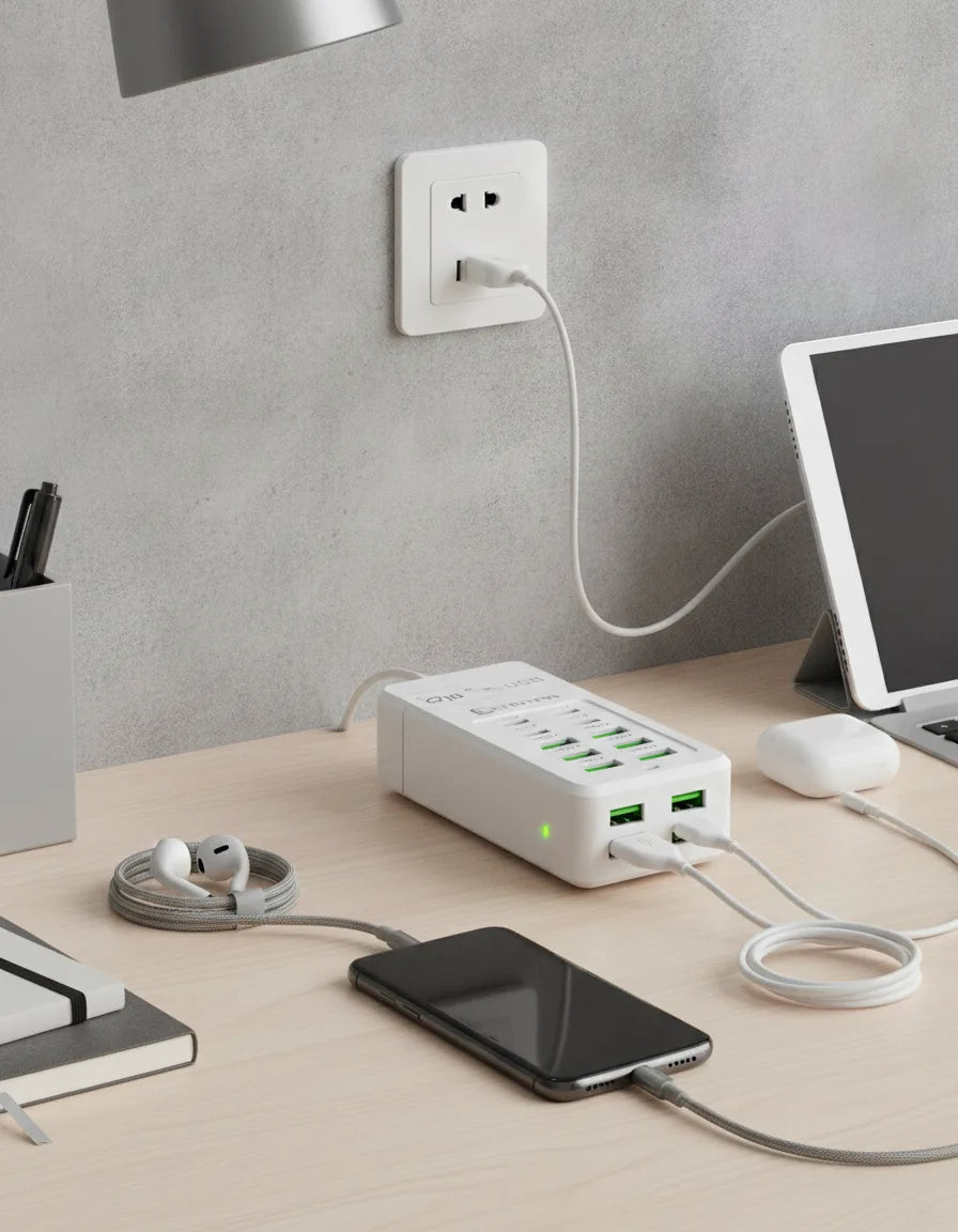Chargeur USB 10 Ports Universel avec Adaptateurs Monde