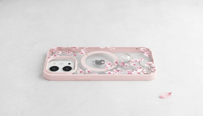 Coque iPhone Magnétique Florale Rose