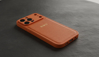 Étui iPhone Cuir Personnalisé Doré