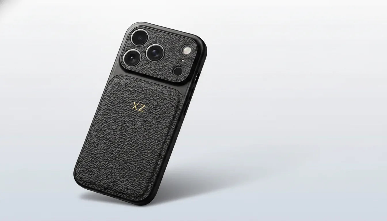 Étui Cuir Personnalisé Initiales Or/Argent iPhone
