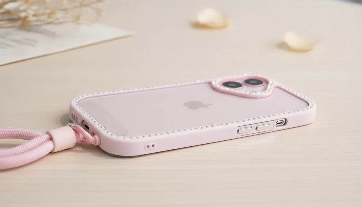 Coque iPhone Transparente Diamants avec Cordon et Bracelet