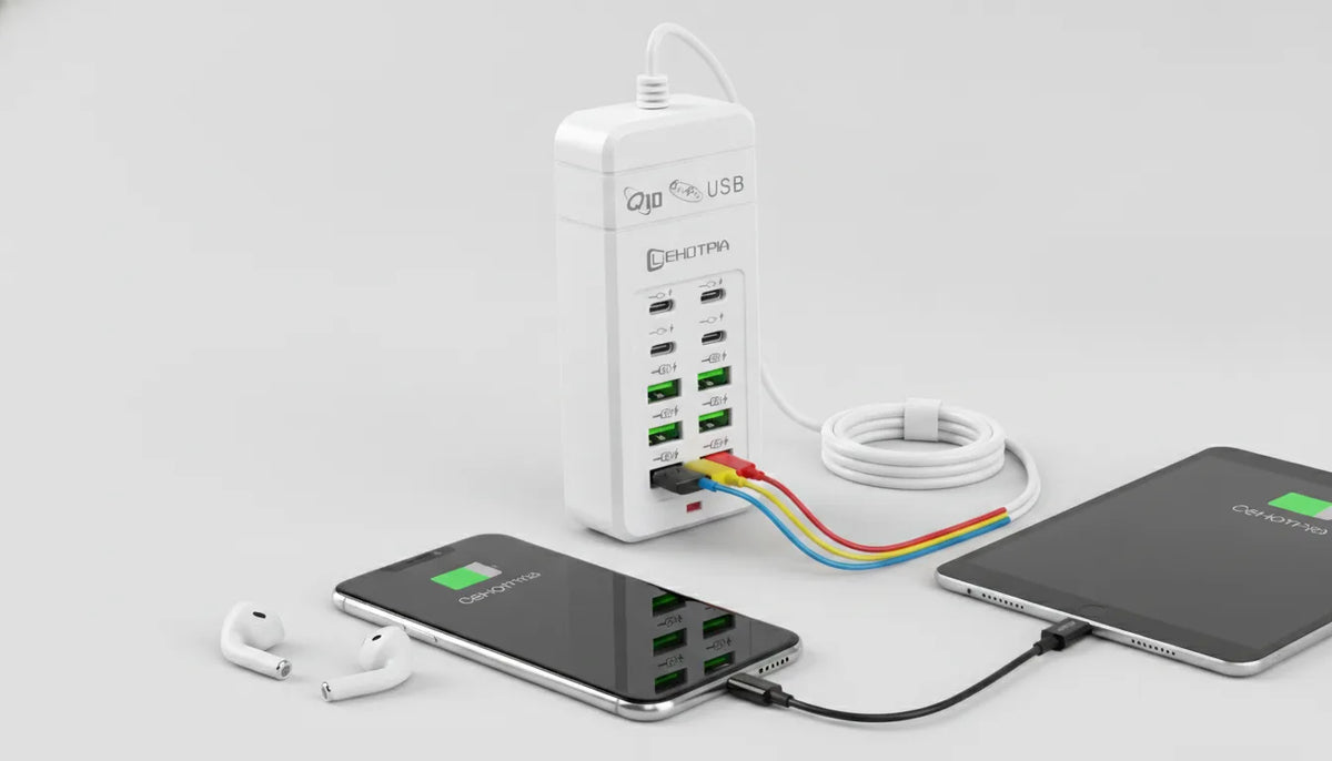 Chargeur USB 10 Ports Universel avec Adaptateurs Monde